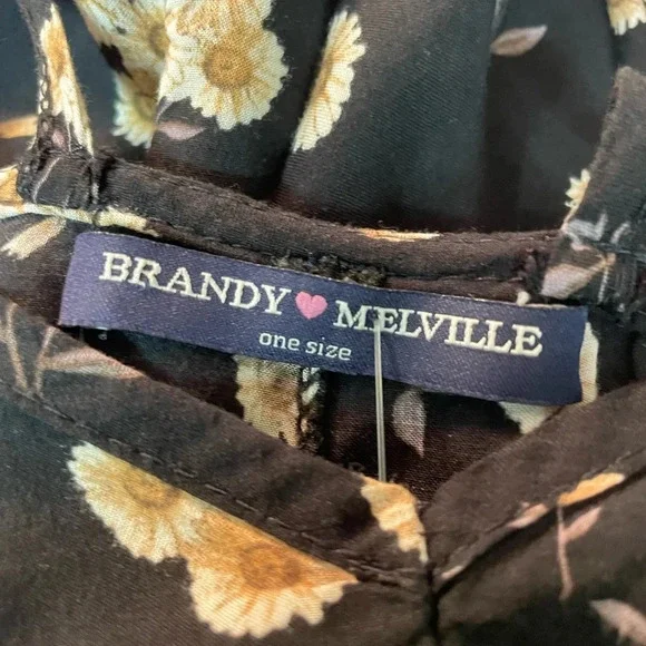 Brandy Melville black floral print tank top/tunic/mini dress - Picture 5 of 5